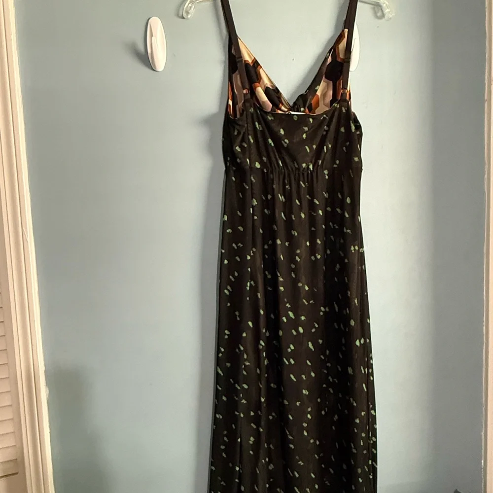 CAbi Brown and Black Geometric Maxi Dress Reversible Dress - Picture 12 of 16